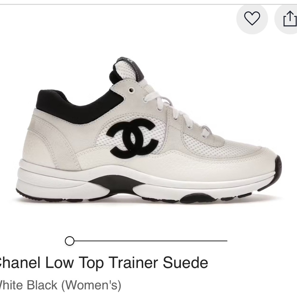 CHANEL Women's Suede Sneakers in White and Black